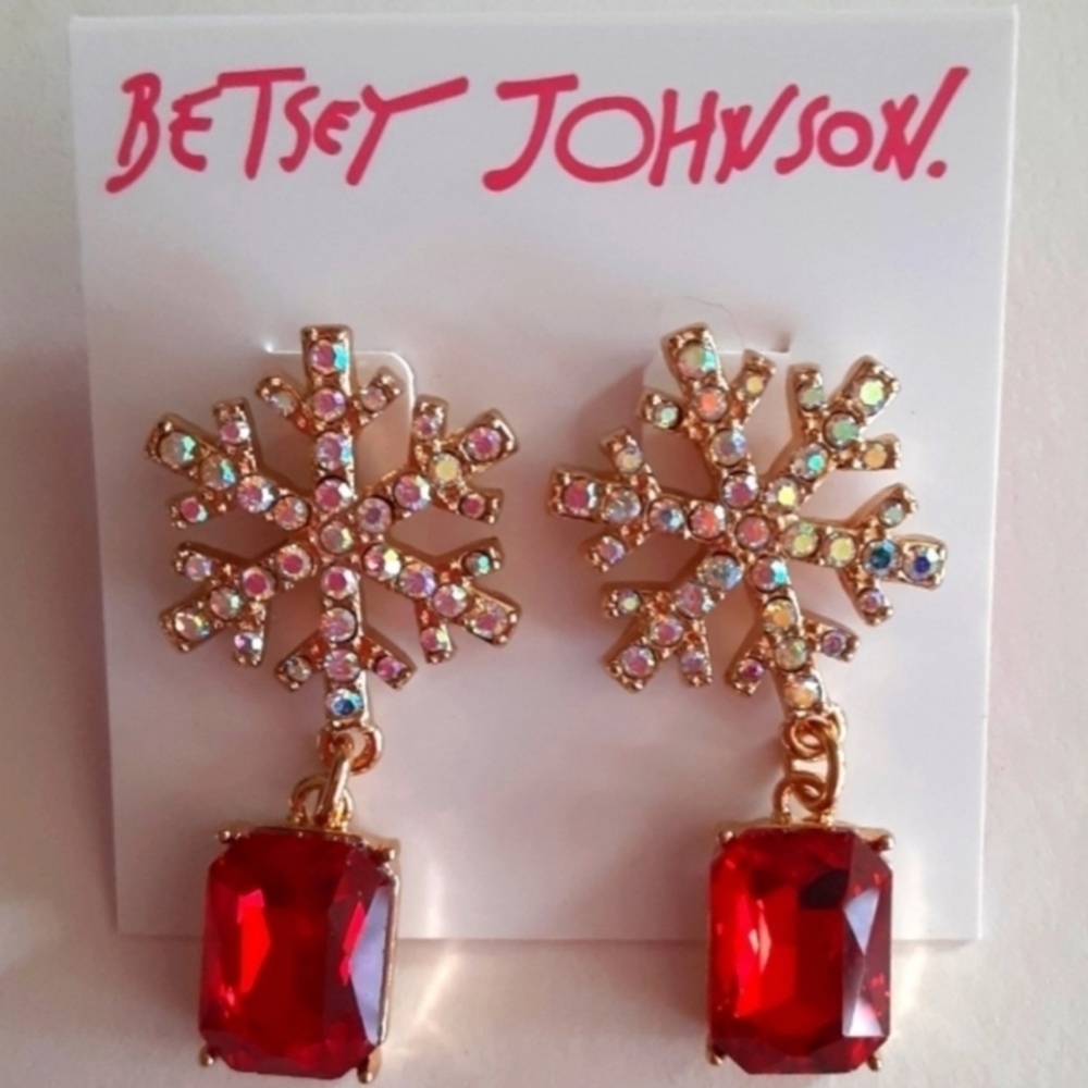 ❤️ ▪️Betsey Johnson ▪️ Snowflake Dangle Earrings Red